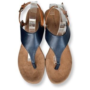 Aerosoles New Blue Leather Gylian Sling Back Thong Sandals Sz 11